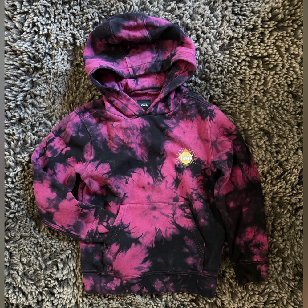 Vans Pink and Black Tie-Dye Hoodie Sweatshirt